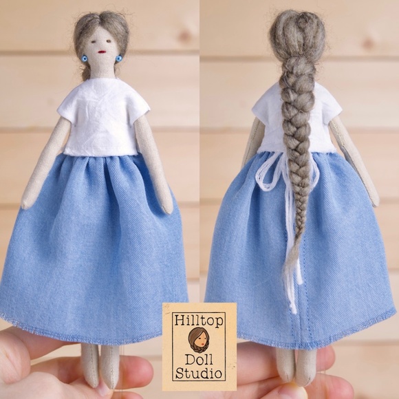 Mini Fabric Doll "Mae" Handcrafted Textile Cloth Heirloom Primitive Doll - Picture 3 of 8